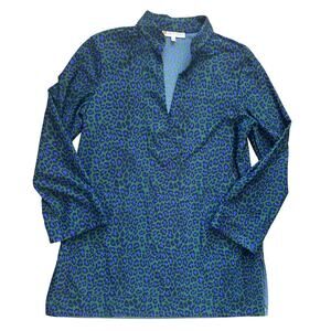 Jude Connally Smooth Stretch Leopard Print V-Neck Tunic Top Size Large $148